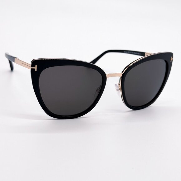 NEW TOM FORD SIMONA TF717 01A WOMEN CAT EYE SUNGLASSES FT0717/S SHINY BLACK - Picture 1 of 11